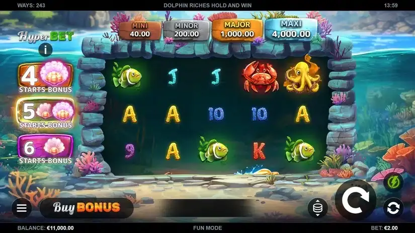 Dolphin Riches Hold and Win slot screenshot 