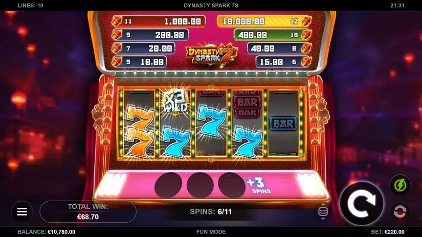 Dynasty Spark 7s slot screenshot