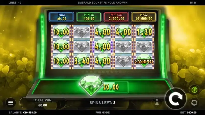 Emerald Bounty 7s Hold and Win slot screenshot 3