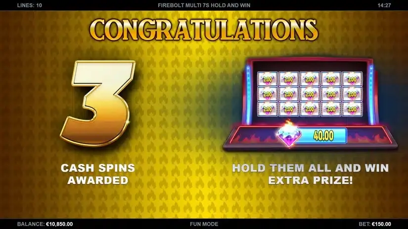 Firebolt Multi 7s Hold and Win slot screenshot 2