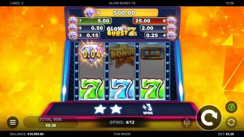 Glow Burst 7s slot screenshot 3