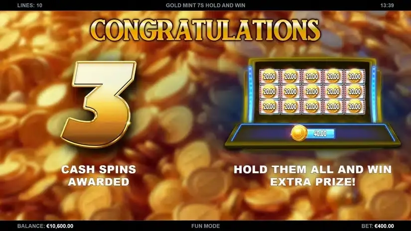 Gold Mint 7s Hold and Win slot screenshot 2
