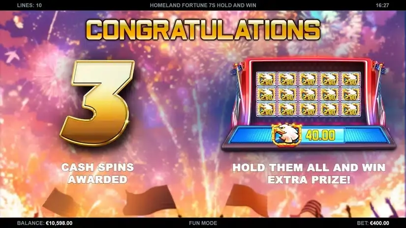 Homeland Fortune 7s Hold and Win slot screenshot 3