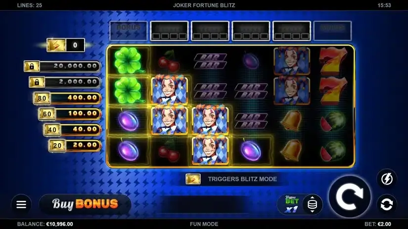 Joker Fortune Blitz slot screenshot 2