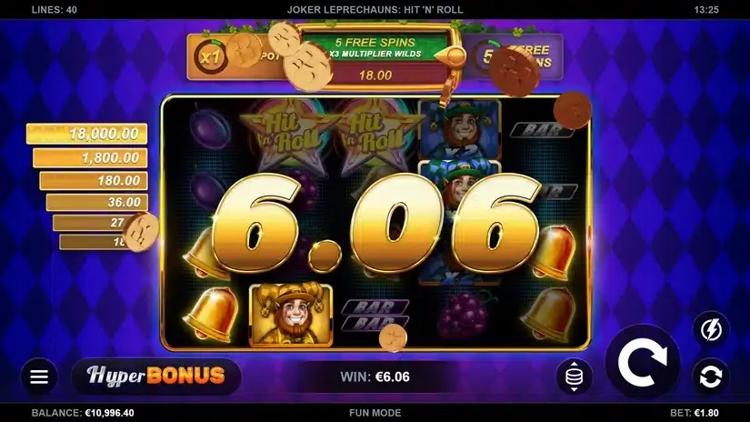 Joker Leprechauns Hit-N-Roll slot screenshot 2