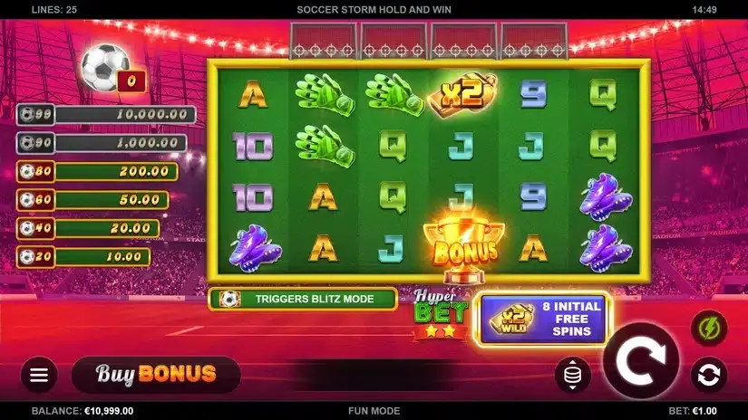 Soccer Storm Hold and Win slot screenshot 1
