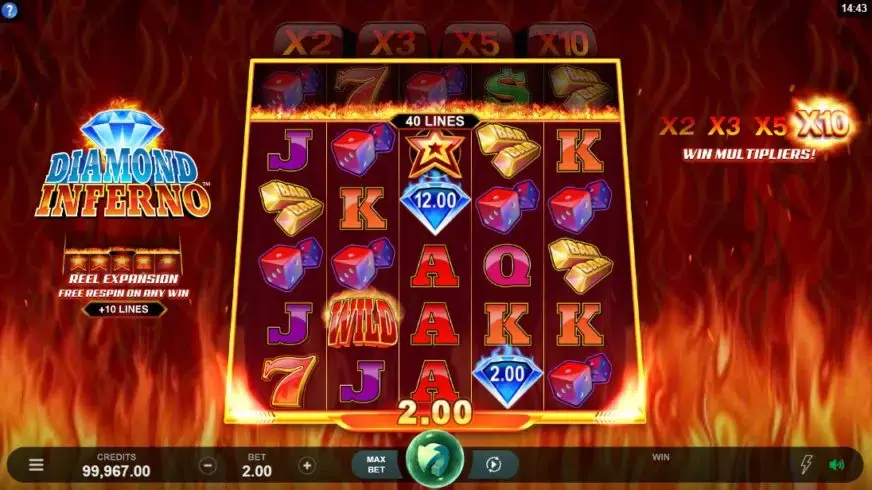 Diamond Inferno slot screenshot 2