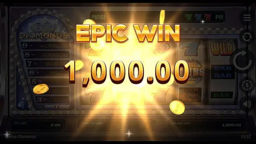 Divine Diamonds slot screenshot 