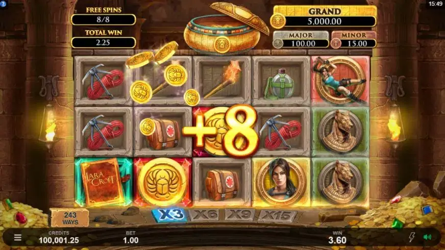 Lara Croft Temples and Tombs slot screenshot 4