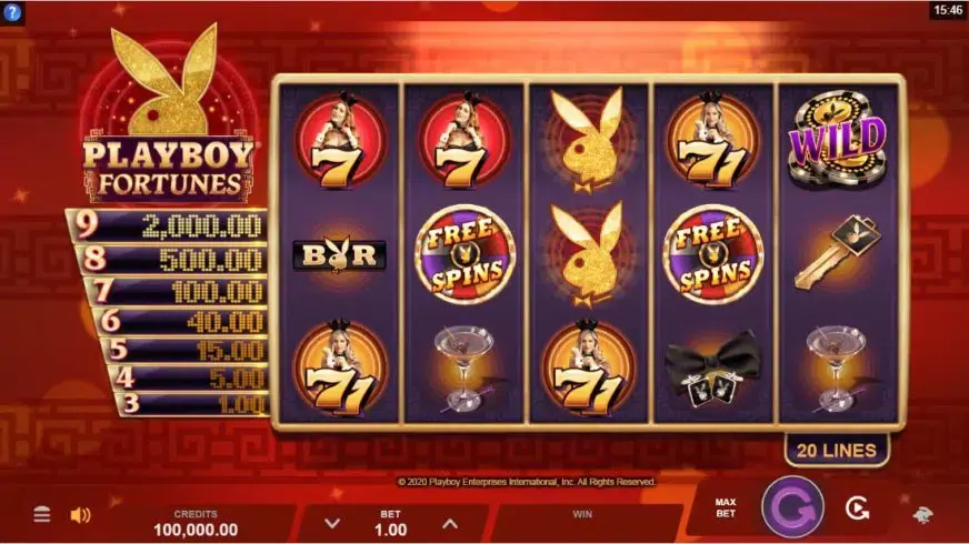 Playboy Fortunes slot screenshot 