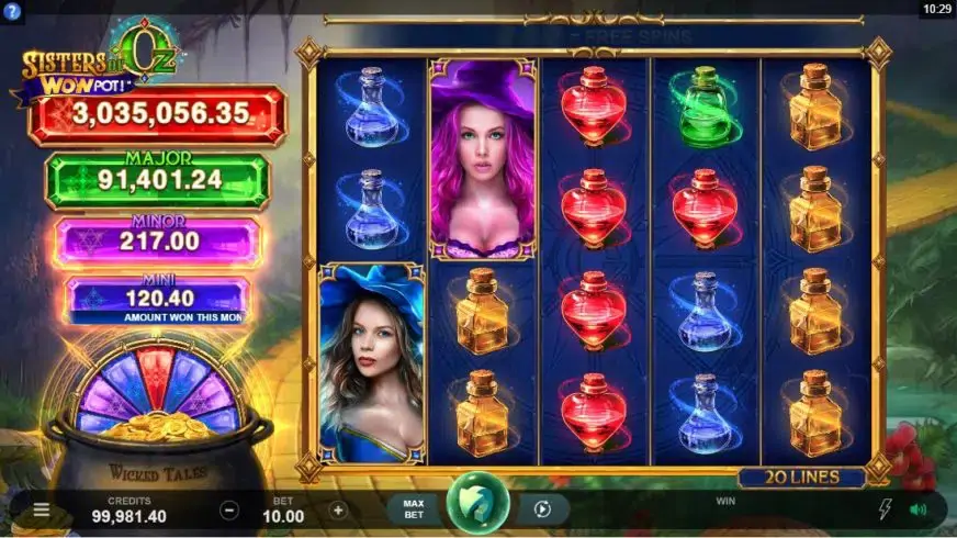 Sisters of Oz WOWPot slot screenshot 1