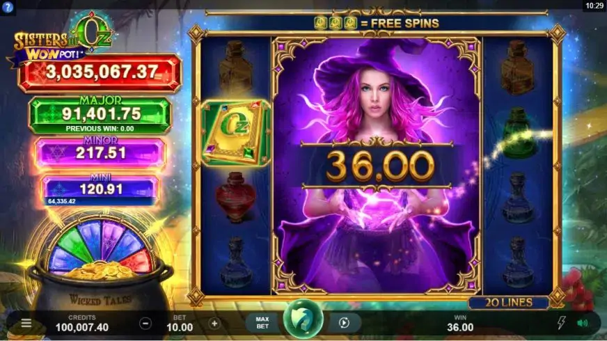 Sisters of Oz WOWPot slot screenshot 2