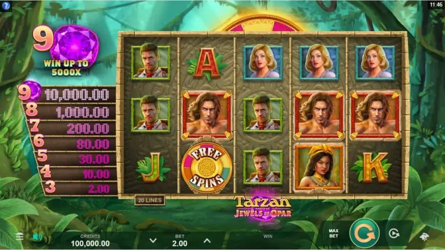 Tarzan and the Jewels of Opar slot screenshot 