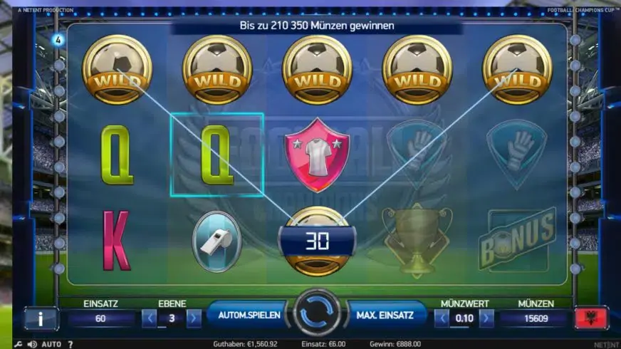 Football: Champions Cup slot screenshot 2