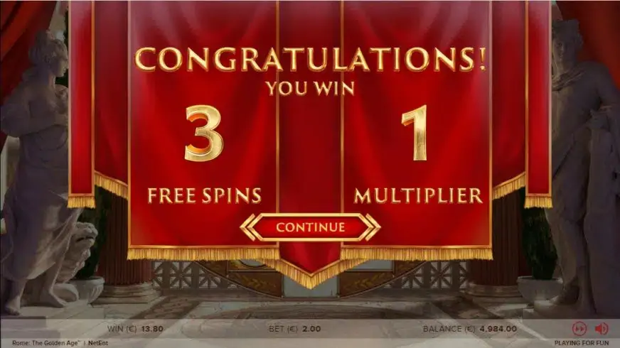 Rome: The Golden Age slot screenshot 4