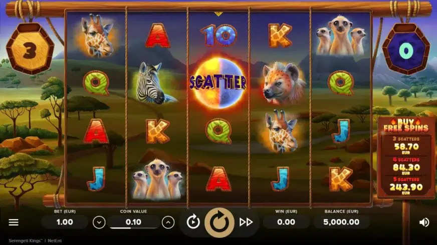 Serengeti Kings slot screenshot 