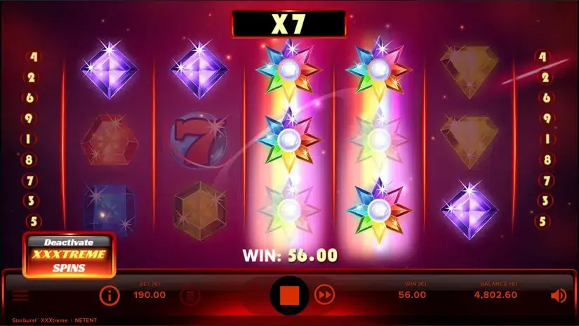 Starburst XXXtreme slot screenshot 2