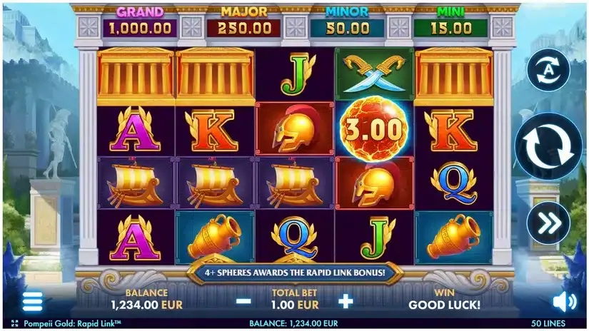 Pompeii Gold: Rapid Link slot screenshot 