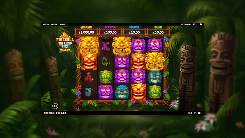 Fireball Inferno Tiki Blast slot screenshot 2