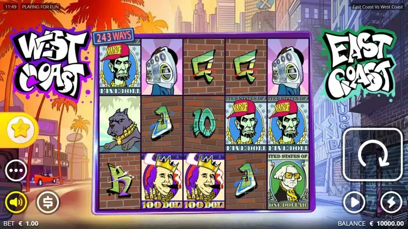 East Coast vs West Coast slot screenshot 