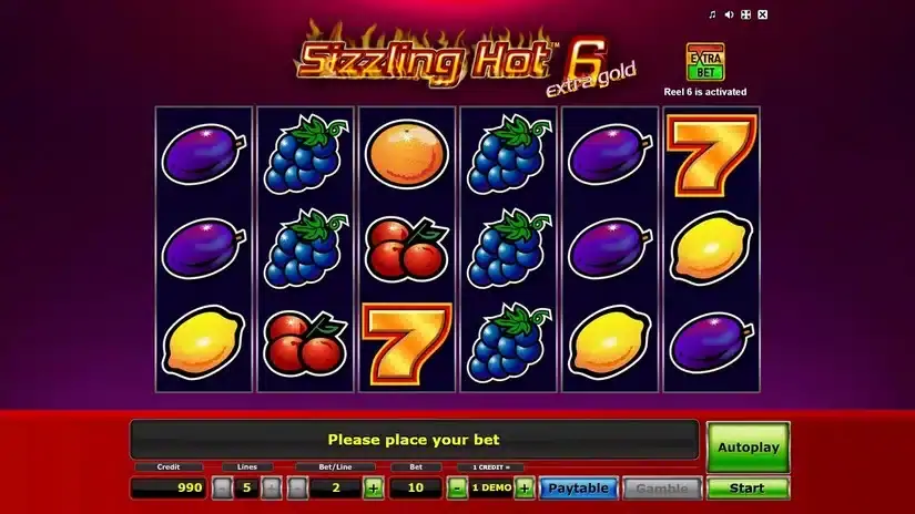 Sizzling Hot 6 Extra Gold slot screenshot 1