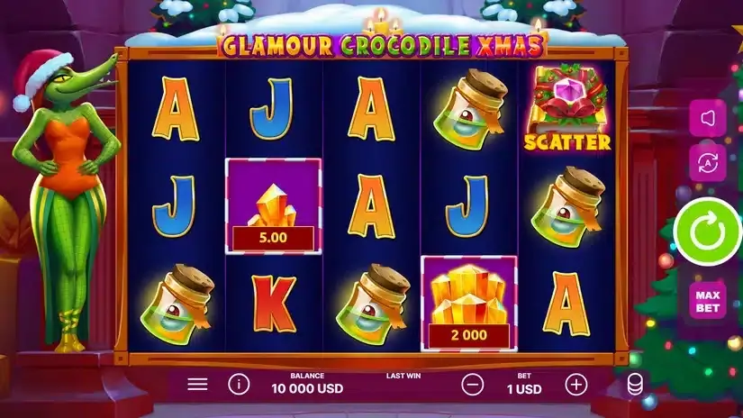 Glamour Crocodile Christmas slot screenshot 1