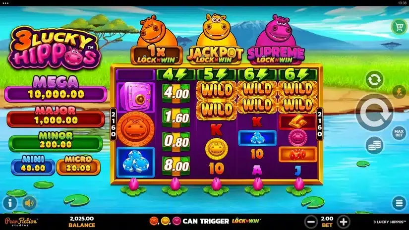 3 Lucky Hippos slot screenshot 