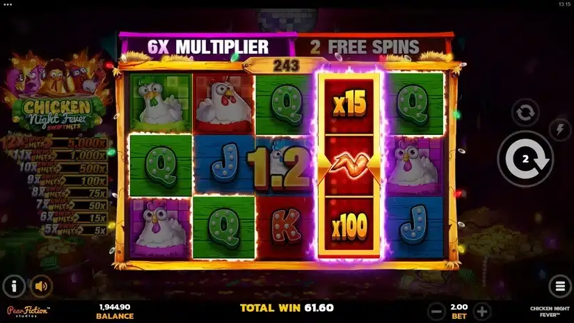 Chicken Night Fever slot screenshot 
