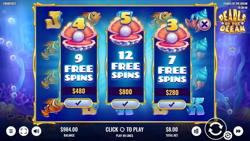 Pearls of the Ocean slot screenshot 2