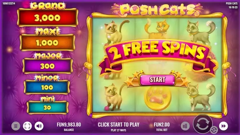 Posh Cats slot screenshot 3
