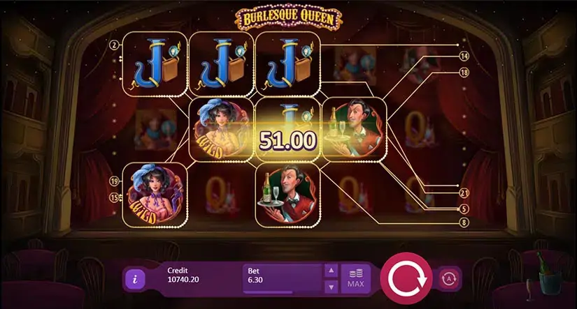 Burlesque Queen slot screenshot 3