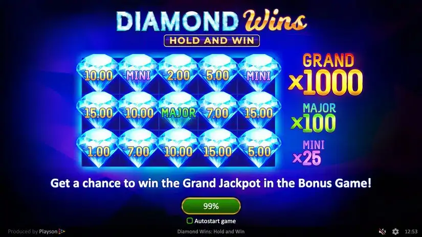 Diamond Wins: Hold & Win slot screenshot 1