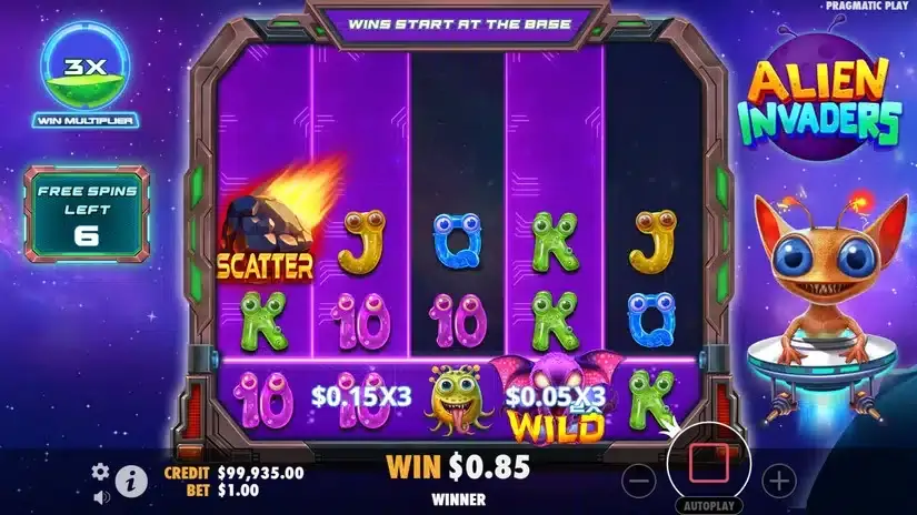 Alien Invaders slot screenshot 4