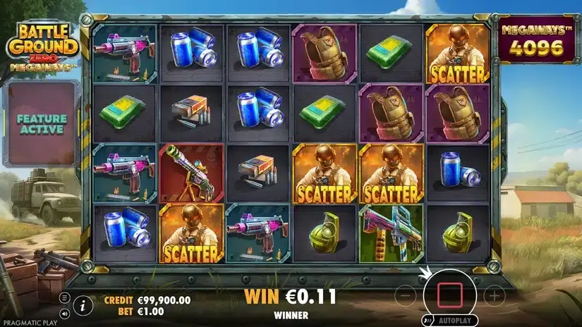 Battle Ground Zero Megaways slot screenshot 2