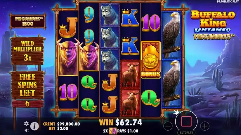Buffalo King Untamed Megaways slot screenshot 