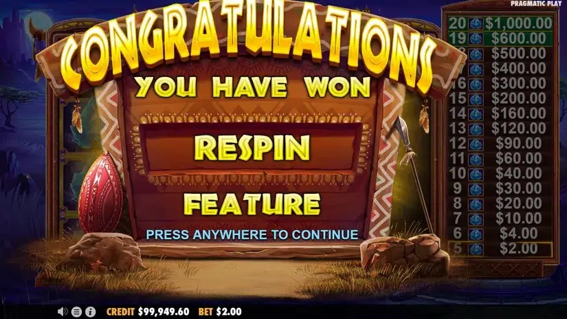 Gems of Serengeti slot screenshot 2