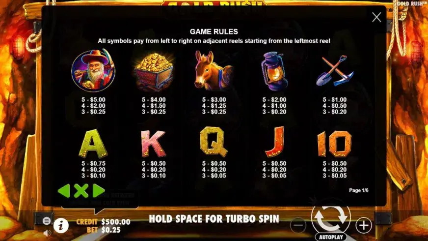 Gold Rush slot screenshot 2