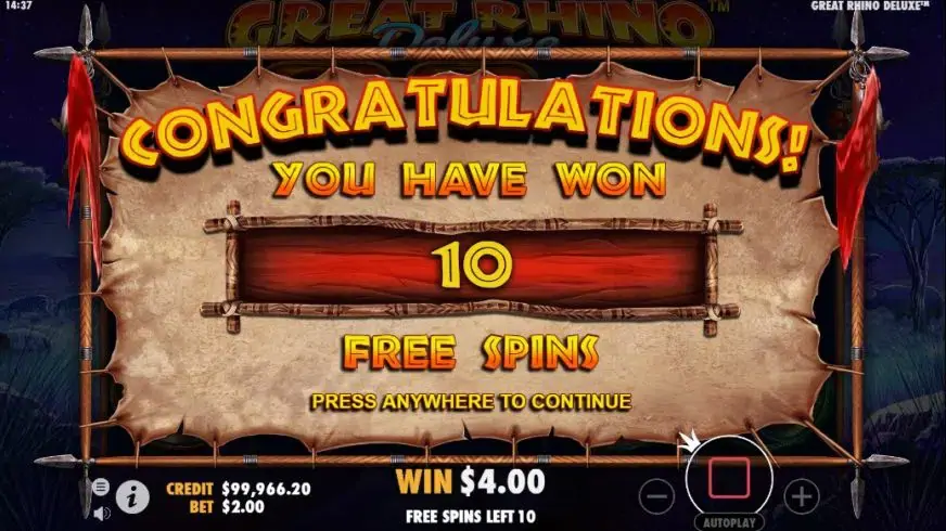 Great Rhino Deluxe slot screenshot 2