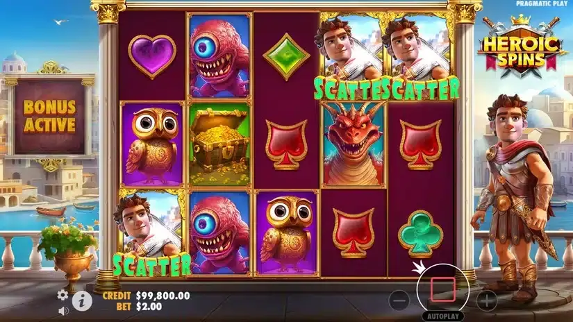 Heroic Spins slot screenshot 2