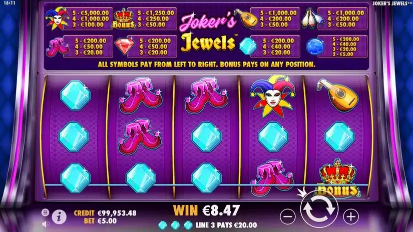 Joker’s Jewels slot screenshot 2