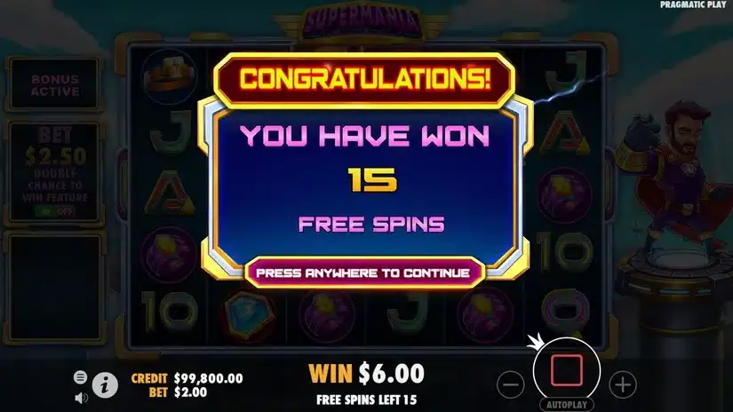 Supermania slot screenshot 3