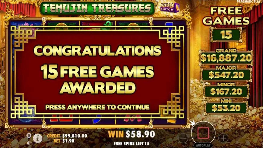 Temujin Treasures slot screenshot 3