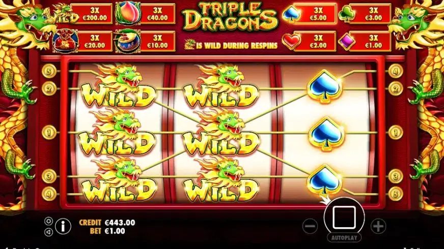 Triple Dragons slot screenshot 