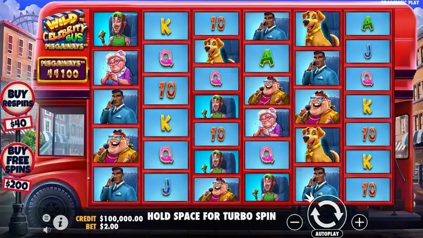Wild Celebrity Bus Megaways slot screenshot 