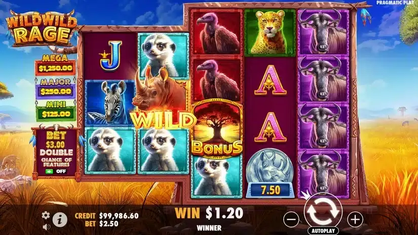Wild Wild Rage slot screenshot 2