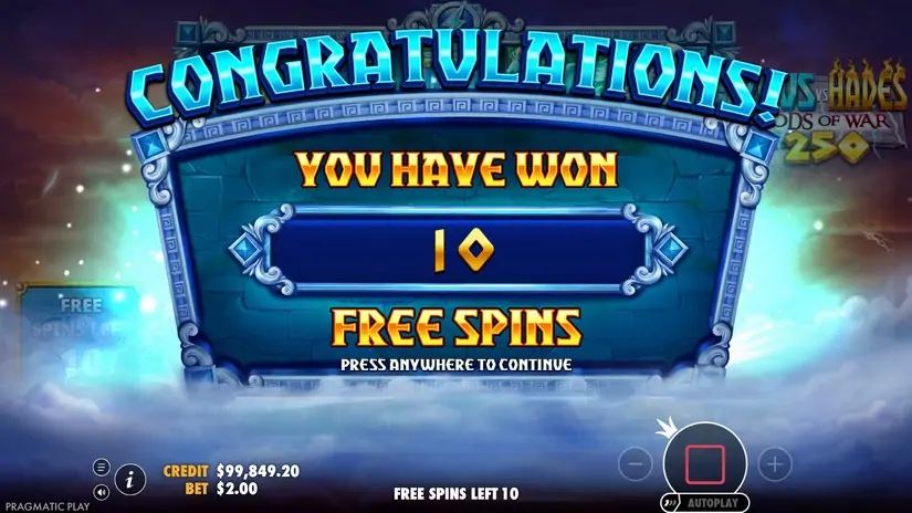 Zeus vs Hades Gods of War 250 slot screenshot 3