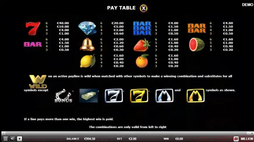 Million 7 slot screenshot 2