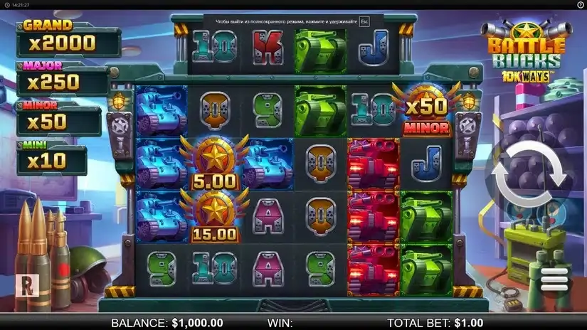 Battle Bucks 10k Ways slot screenshot 