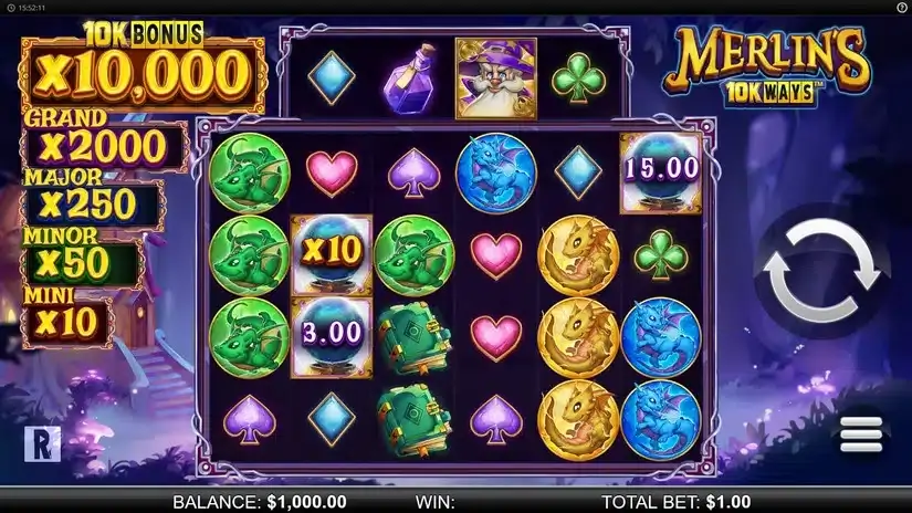 Merlin’s 10K Ways slot screenshot 