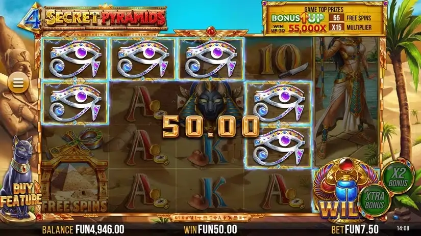4 Secret Pyramids slot screenshot 2